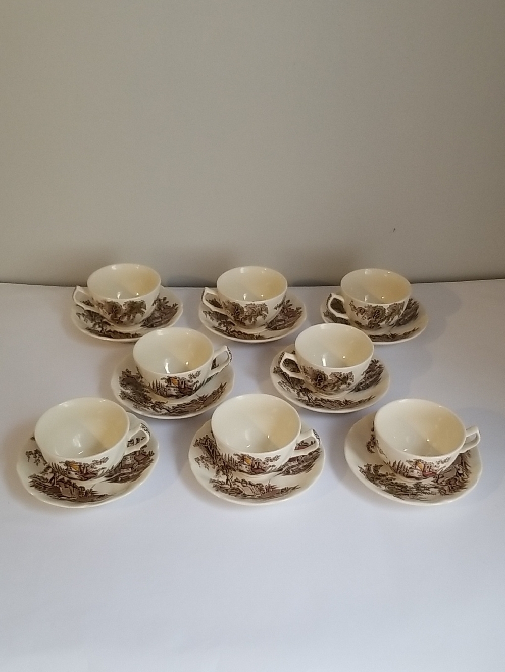 Tea Cup And Saucer Setting For 8 Johnson Bros The Old Mill